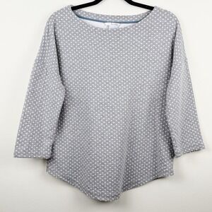 Boden Women's US 8 Gray White Polka Dot Long Sleeve Cotton Knit Top UK 12